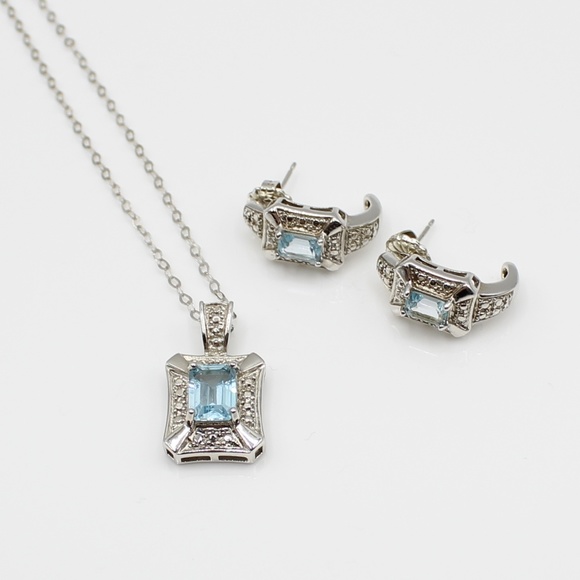 Jewelry | Blue Topaz And Silver Necklace And Earrings | Poshmark